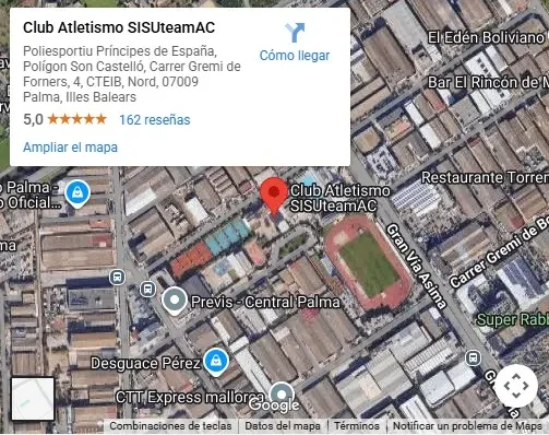Mapa de ubicación del Club SISUteam en Palma de Mallorca